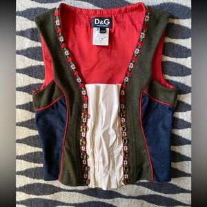 Rare VTG D & G Dolce & Gabbana Dirndl Denim Wool Bustier Size 42